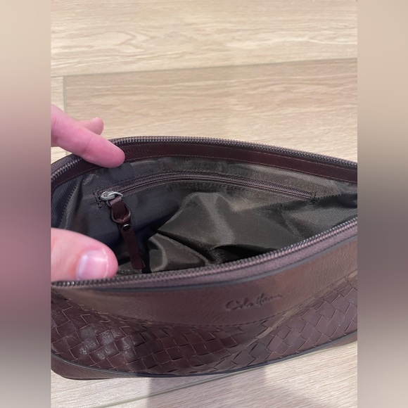 Cole Haan Toiletry Bag NWT Brown Weave Shaver Bag Basket Weave Makeup Kit Flaws - Picture 6 of 16